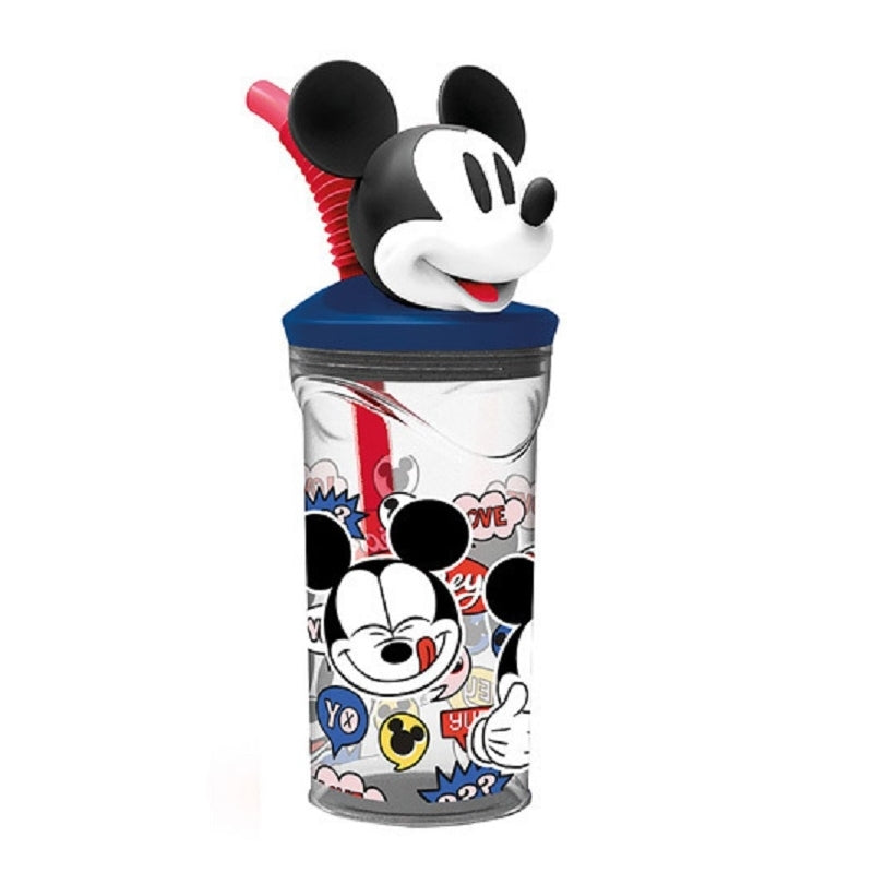 Topolino Bicchiere 3D con Figurina e Cannuccia Bambini