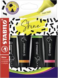 Evidenziatore – STABILO Shine - Astuccio da 4 - Giallo/Arancione/Verde/Rosa