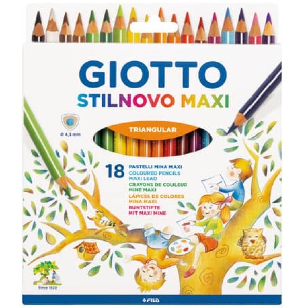 Matite colorate Giotto Stilnovo Maxi da 18 pezzi