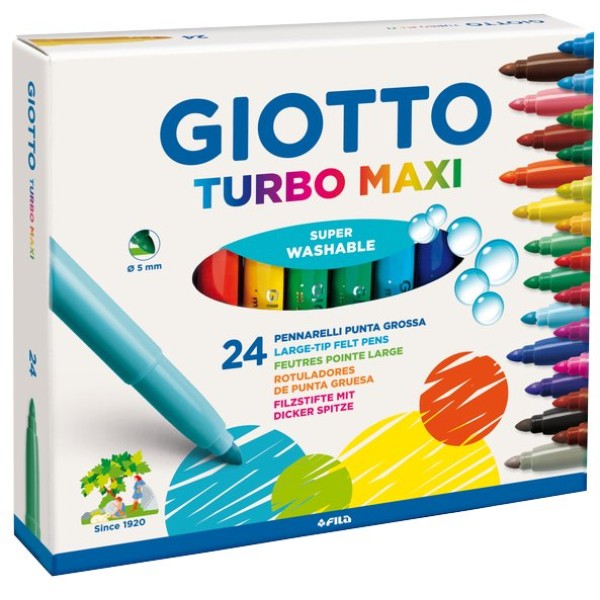 Pennarelli lavabili Giotto Turbo Maxi 24 pezzi