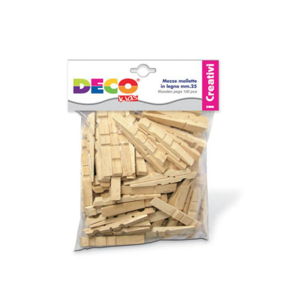 Sacchetto 100 mezze mollette legno 25 mm art.1735 cwr