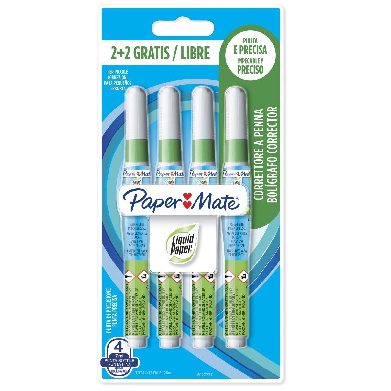Correttore a penna Papermate NP10. Blister 4 PEZZI