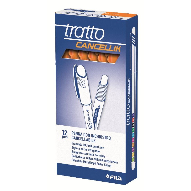 Penna Tratto Cancellik colore ARANCIONE  con cappuccio. 12 Pezzi