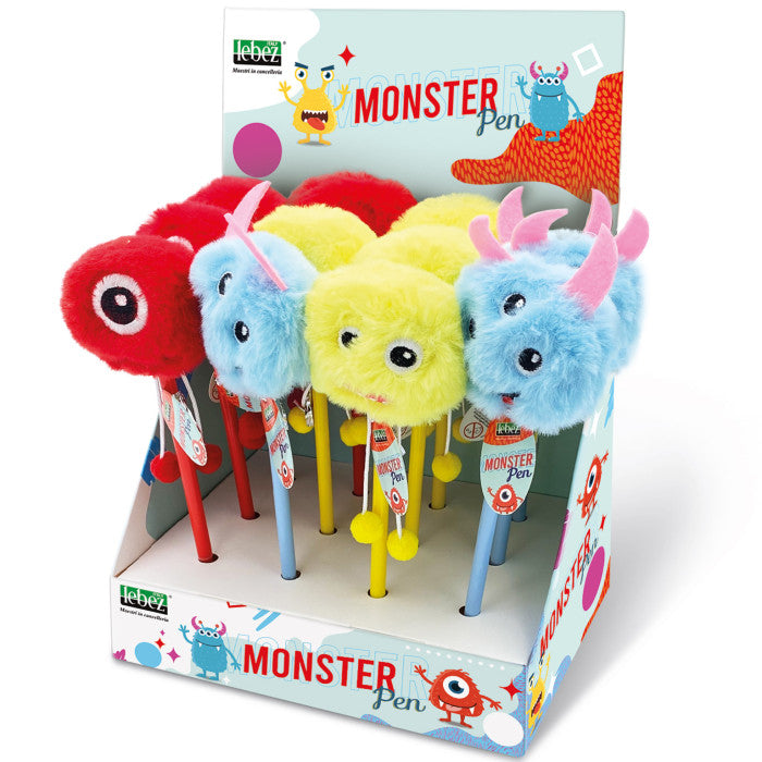 PENNA SFERA CON TOP IN PELUCHE MONSTER LEBEZ - 1 PEZZO