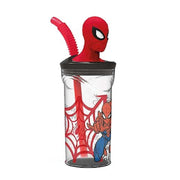 Spiderman Bicchiere 3D con Figurina e Cannuccia Bambini