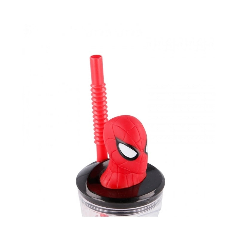 Spiderman Bicchiere 3D con Figurina e Cannuccia Bambini