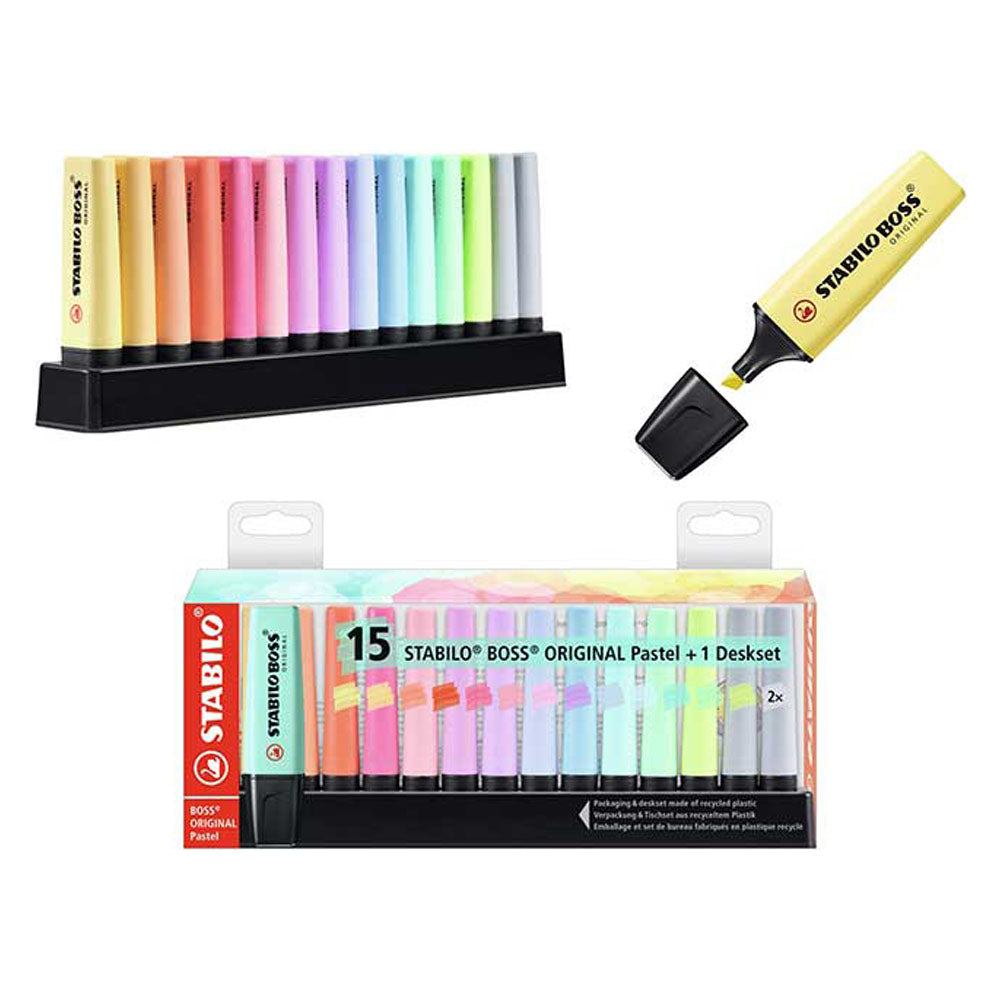 Evidenziatore Stabilo Boss Original  Pastel Deskset colori assortiti - tratto 2-5 mm (conf. 15)