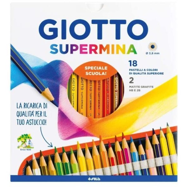 Matite colorate Giotto Supermina da 18 pezzi